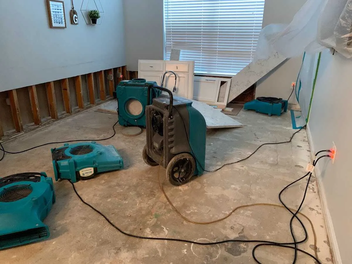 Dehumidifier in flood-cut room for Water Damage Restoration in Circleville